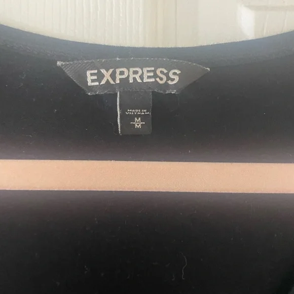 Express Long Sleeve Basic Black Mini Dress with Side Ruching Detail - Picture 3 of 5